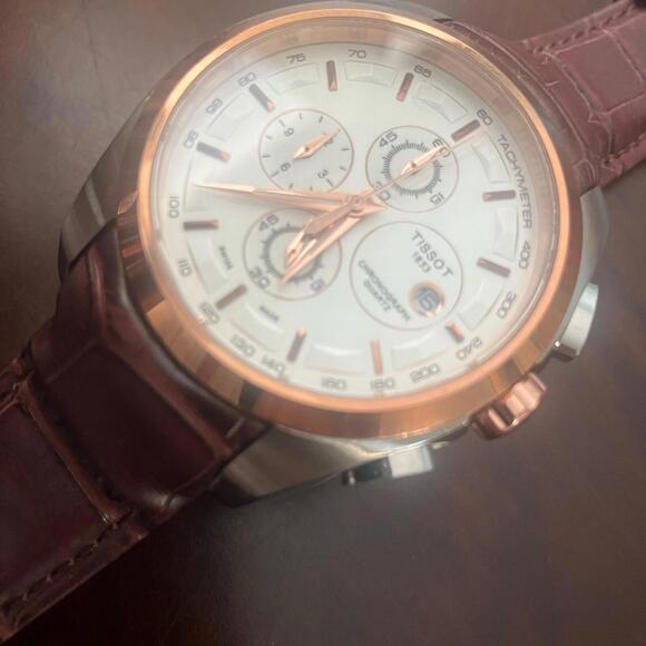 Tissot Rose Gold and Brown Leather Watch 41mm couturier Chronograph Men’s/Unisex